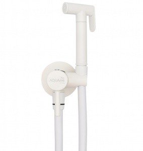 AQUAme Minimal AQM6020MW Гигиенический душ - комплект со смесителем (белый матовый)