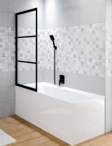 RIHO GRID GB501 L G004046121 Шторка для ванны 80*150 см (черный | стекло)