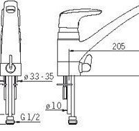 ORAS VEGA 1825 Смеситель для кухни, с эко-клавишей, с подключением для посудомоечной машины