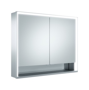 Keuco Royal Lumos 14303171301 Зеркальный шкаф с подсветкой 90*74 см (алюминий)