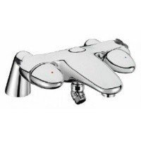 Jacob Delafon GALATEE E71745 Смеситель на борт ванны, устанавливаемый на деке ванны, с кнопкой автоматического переключателя и крепежами, встроенный держатель, обратный клапан на выходе для душа, аэратор Сascade с антиизвестковым покрытием