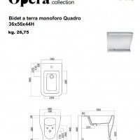 Cielo OPERA (Quadro) OPBIQ: биде напольное, с отверстием для смесителя, смеситель и система слива в канализацию в комплект поставки не входят.