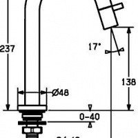Hansanova style 5091 8101 Вертикальный вентиль, DN 15, расход 6 л/мин, измеряется при давлении воды 3 бар, регулятор струи Cache с монтажным ключом, выступ 131 мм