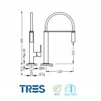 TRES Cuadro 106487 - Высокий смеситель для кухонной мойки (хром)