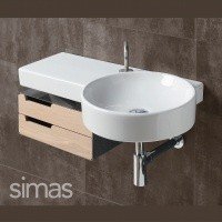 SIMAS Flow FL05BI*0 - Раковина для ванной комнаты 87*50 см | с левым крылом (белая глянцевая)