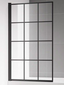 AQUAme AQM2858-L Шторка для ванны 800*1400 мм - левое исполнение (профиль черный матовый | прозрачное стекло)