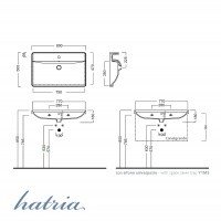 Hatria Canalgrande Y1EK - Раковина для ванной комнаты 80*50 см (цвет: белый глянцевый)