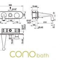 Gessi Cono 45036 031 Внешние части смесителя для ванны