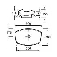 Jacob Delafon LEAF E1186 Раковина (60 х 38 см) устанавливаемая на столешницу с хромированной заглушкой для переливного отверстия Е4061, рекомендуемые смесители: высокий Symbol E72680 или Е19774, или настенный