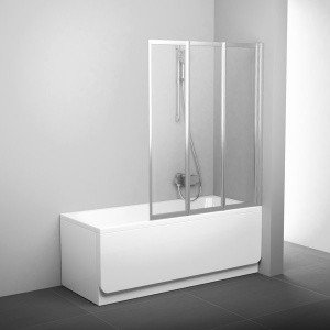 Ravak BeHappy VS3 795S0U00Z1 Шторка для ванны складная 1000*1400 мм (профиль хром сатин | витраж прозрачное стекло)