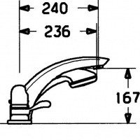 Hansa 5320 2035 Смеситель на борт ванны на 4 отверстия, с вертикальным изливом, видимая часть термостатического смесителя для всех встраиваемых комплектов, расход 20/19 л/мин (излив/душ), измеряется при давлении воды 3 бар, для термостата с запорной армат