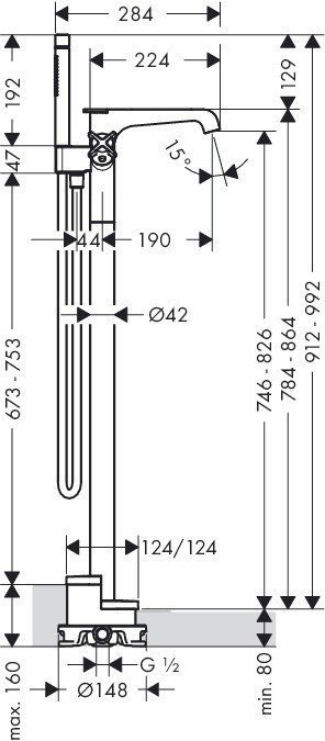 Hansgrohe Axor Citterio E 36416000 Напольный смеситель для ванны с ...