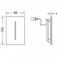 TECE filo 9242039 Электронная панель смыва для писсуара | питание от батареи 7,2 В (нержавеющая сталь, сатин)