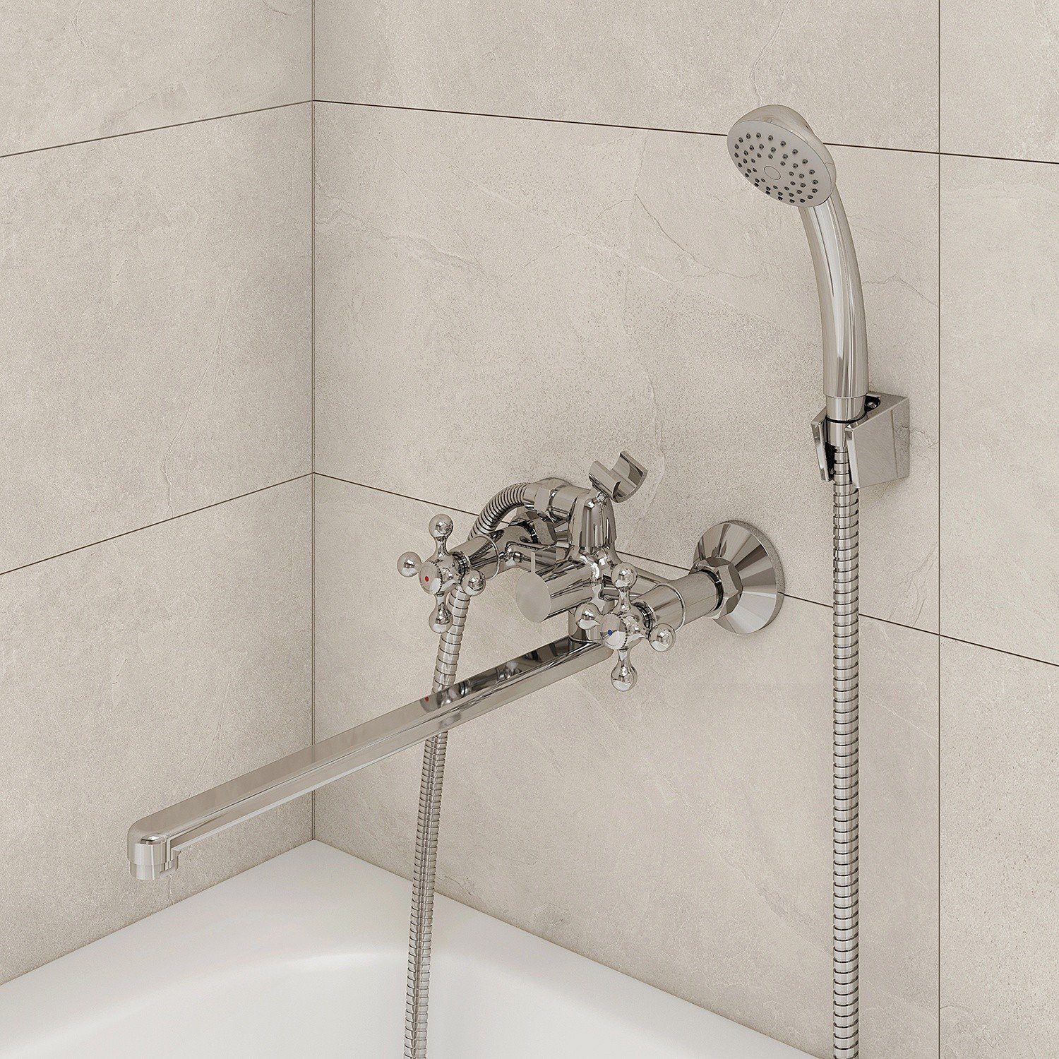 MILARDO Duplex DUPSBL2M10 Смеситель для ванны с длинным изливом (хром ...