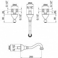 Webert Dorian DO750404065 Смеситель для раковины настенный (цвет бронза).