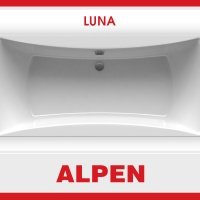 Акриловая ванна ALPEN Luna 180 ALPLN180, гарантия 10 лет, прямоугольная форма, объём 290 литров, цвет - snow white (белоснежный)