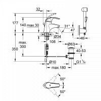 grohe eurosmart 33446 001 Смеситель для раковины с гигиеническим душем