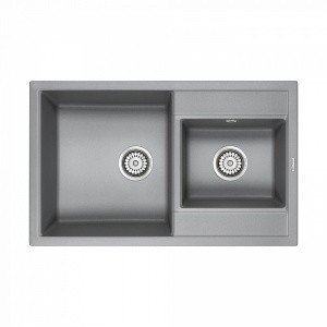Paulmark TANDEM PM238250-GRM Мойка для кухни двойная 82*50 см (серый металлик)