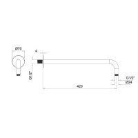 Almar Round Arm E021115.HB Настенный кронштейн для верхнего душа 420 мм (латунь шлифованная)