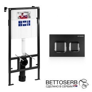 BETTOSERB Sava Fix Slim SET40006471 Система инсталляции для монтажа подвесного унитаза в комплекте с накладной панелью смыва (чёрный матовый)
