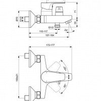 Ideal Standard Cerafine D BC494AA Настенный смеситель для ванны (хром)