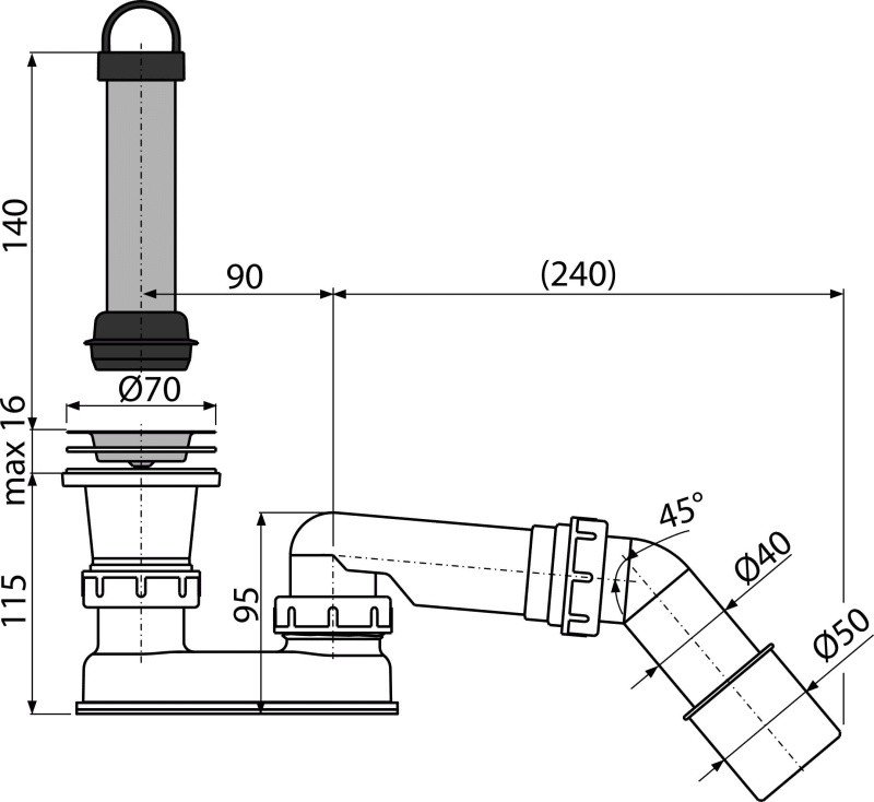 AlcaPlast A462-50 Сифон для душевого поддона | слив O 50 мм (хром ...