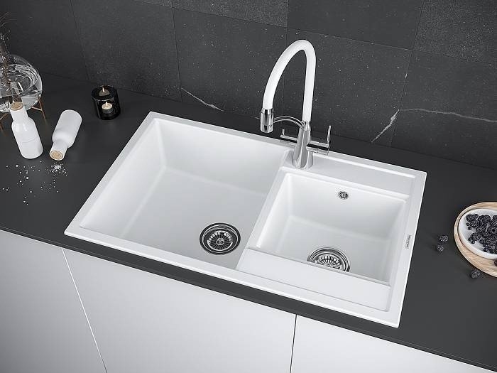 Paulmark TANDEM PM238250-WH Мойка для кухни двойная 82*50 см (белый ...