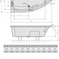 Акриловая ванна ALPEN Mamba 160 L 27111, гарантия 10 лет, асимметричная форма, объём 235 литров, цвет - euro white (европейский белый)