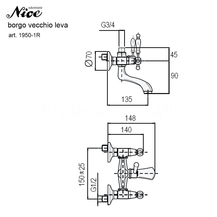 Nice Borgo Vecchio Leva N-1950-1R/OB Смеситель для ванны (золото ...