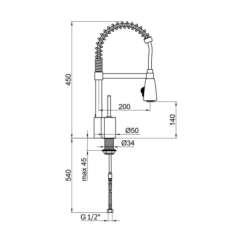 Webert Omega OM920602015 Профессиональный смеситель для кухни (хром), в ...