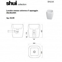 Cielo Cielo SHUI SHLAA: Свободностоящая раковина объединенная с пьедесталом, устанавливаемая на столешницу или пандус, без отверстия под смеситель.