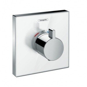 Термостатический смеситель для душа 15734400 Hansgrohe ShowerSelect Glass (белый, хром)