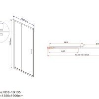 Vincea Garda VDS-1G135CL Душевая дверь 1350*1900 мм (профиль хром | витраж прозрачное стекло)