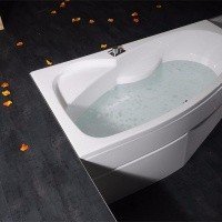 Акриловая ванна ALPEN Mamba 160 R 28111, гарантия 10 лет, асимметричная форма, объём 235 литров, цвет - euro white (европейский белый)