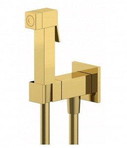 REMER Qubika Q64DO Гигиенический душ в комплекте с прогрессивным смесителем (золото полированное)