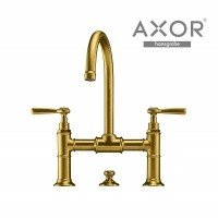 AXOR Montreux 16511250 Смеситель для раковины с поворотным изливом- шлифованное золото,  в комплекте со сливным гарнитуром (донным клапаном)