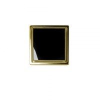 PESTAN Standard Black Glass 2 13000153 Душевой трап 150*150 мм - готовый комплект для монтажа с декоративной решёткой (чёрное стекло | золото)