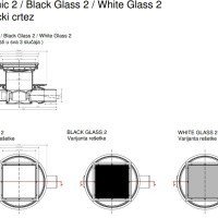 PESTAN Standard Black Glass 2 13000153 Душевой трап 150*150 мм - готовый комплект для монтажа с декоративной решёткой (чёрное стекло | золото)