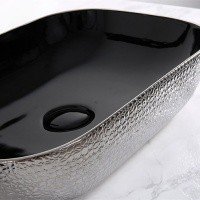 CeramaLux LuxeLine D1302H020 Раковина накладная на столешницу 50*40 см (черный | серебро)