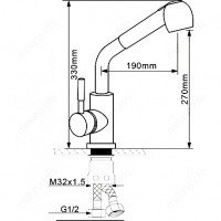 MELANA F8109 Высокий смеситель для кухни с вытяжным изливом