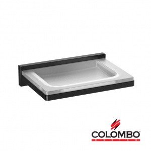 Colombo Design LOOK B1601.NM - Стеклянная мыльница в комплекте с настенным держателем (черный матовый - стекло)