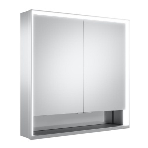 Keuco Royal Lumos 14302171301 Зеркальный шкаф с подсветкой 80*74 см (алюминий | белый)