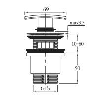 Raiber RLET-58 Донный клапан | сливной гарнитур - для раковины с переливом (хром)