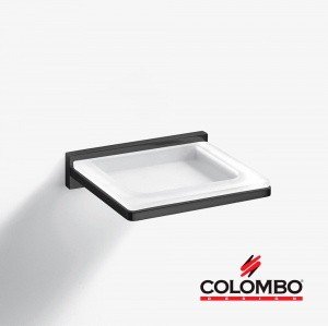 Colombo Design LOOK B1601.GL - Стеклянная мыльница в комплекте с настенным держателем (графит полированный)