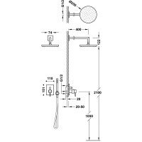 Tres Showers 09096020 Душевая система - комплект с термостатом (хром)