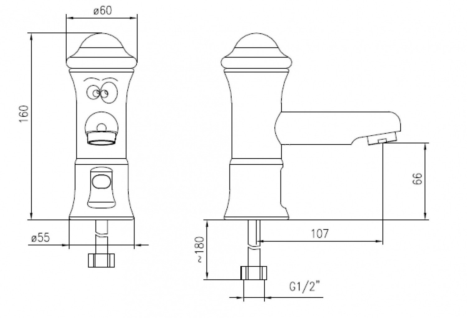 IDRAL 01250 Детский смеситель для раковины цветной на одну трубу для ...