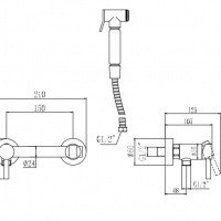 Savol S-FXQ004H Гигиенический душ - комплект со смесителем (чёрный матовый)
