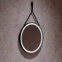 Vincea VLM-2N600+ Зеркало для ванной комнаты с LED-подсветкой Ø 610 мм (чёрная кожа)