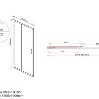 Vincea Garda VDS-1G150CL Душевая дверь 1500*1900 мм (профиль хром | витраж прозрачное стекло)