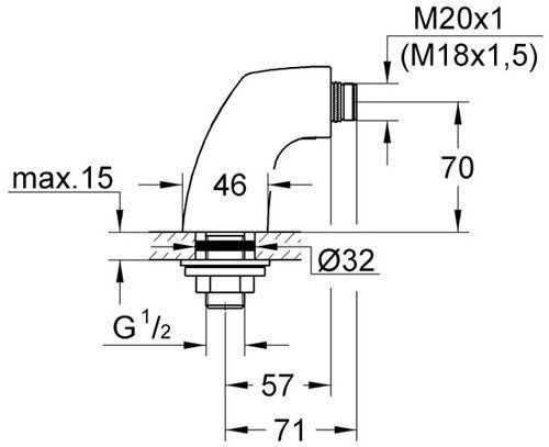 GROHE Chiara 12092000 Переходник для подключения смесителя на борт ...